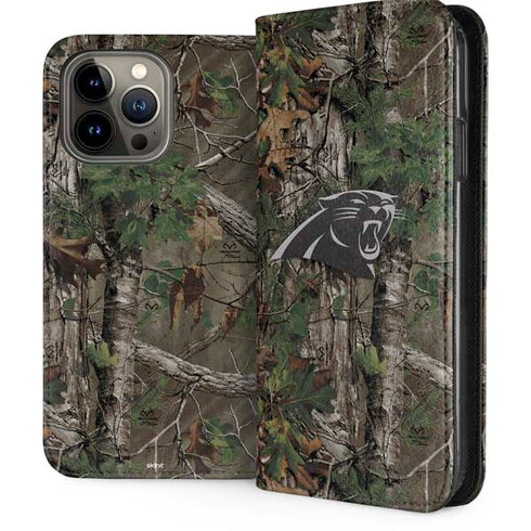 NFL Carolina Panthers Realtree Xtra Green Camo iPhone 15 Pro Max Folio Case
